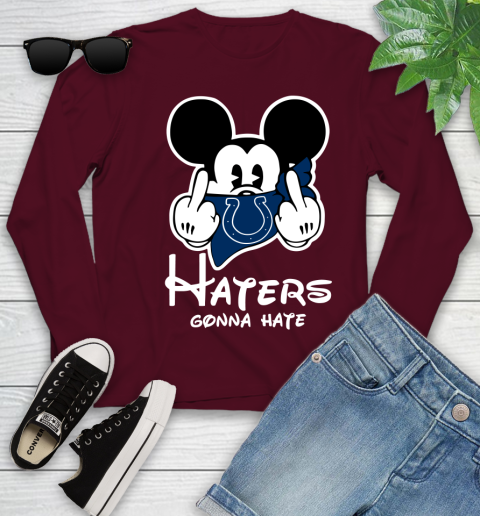 NFL Indianapolis Colts Haters Gonna Hate Mickey Mouse Disney Football T Shirt Youth Long Sleeve 6