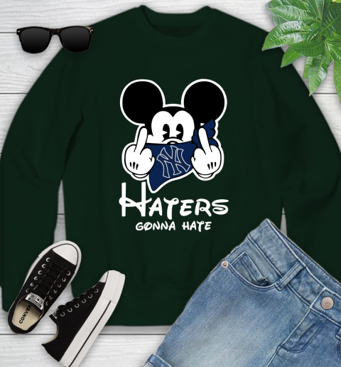 MLB New York Yankees Haters Gonna Hate Mickey Mouse Disney Baseball T Shirt_000 Youth Sweatshirt 9