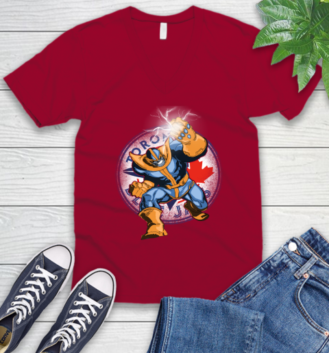 Toronto Blue Jays MLB Baseball Thanos Avengers Infinity War Marvel V-Neck T-Shirt 7