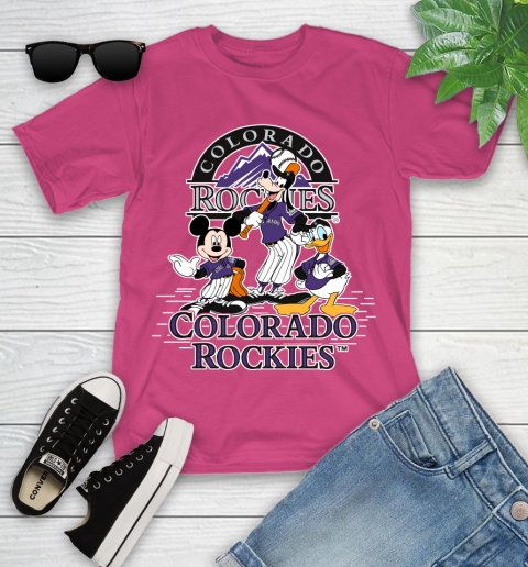 MLB Colorado Rockies Mickey Mouse Donald Duck Goofy Baseball T Shirt Youth T-Shirt 11