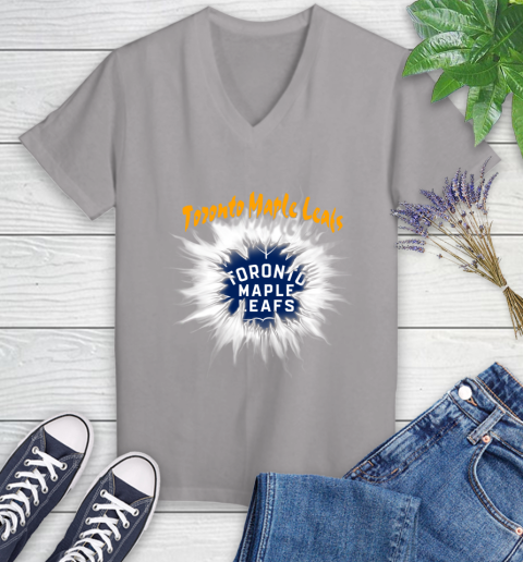 Toronto Maple Leafs NHL Hockey Adoring Fan Rip Sports Women's V-Neck T-Shirt 4