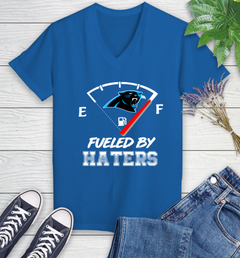 Carolina Panthers NFL Football Fueled By Haters Sports Women's V-Neck T-Shirt 10