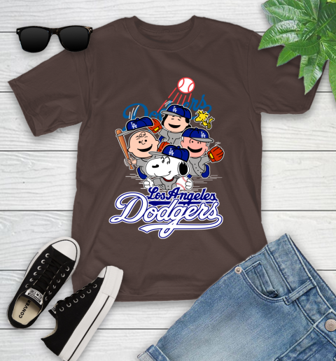 MLB Los Angeles Dodgers Snoopy Charlie Brown Woodstock The Peanuts Movie Baseball T Shirt_000 Youth T-Shirt 7