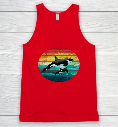 Orca Family Vintage Retro Art Killer Whale Family Tank Top 4