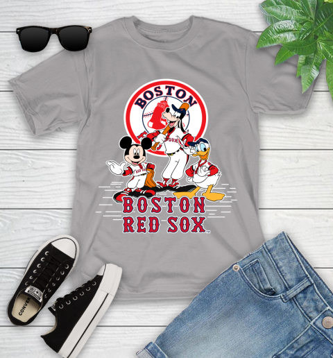 MLB Boston Red Sox Mickey Mouse Donald Duck Goofy Baseball T Shirt Youth T-Shirt 4