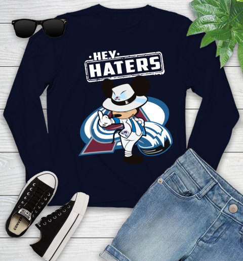 NHL Hey Haters Mickey Hockey Sports Colorado Avalanche Youth Long Sleeve 2