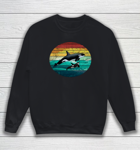 Orca Family Vintage Retro Art Killer Whale Family Sweatshirt