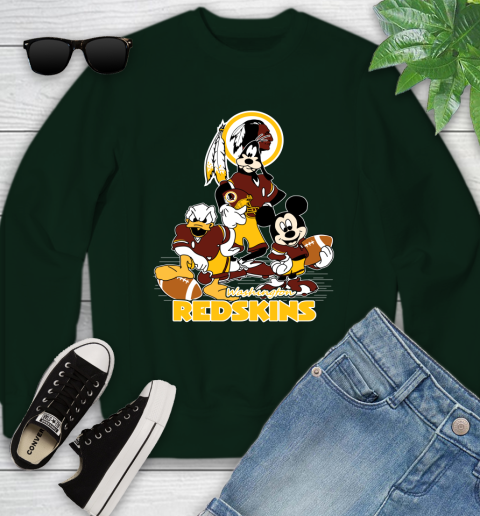 NFL Washington Redskins Mickey Mouse Donald Duck Goofy Football Shirt Youth Sweatshirt 9