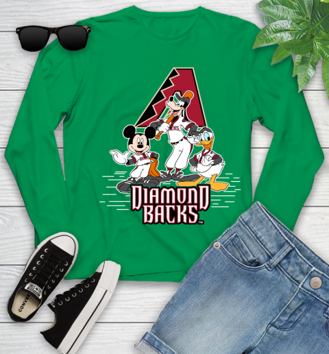 MLB Arizona Diamondbacks Mickey Mouse Donald Duck Goofy Baseball T Shirt Youth Long Sleeve 7