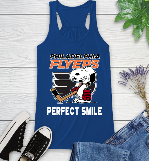 NHL Philadelphia Flyers Snoopy Perfect Smile The Peanuts Movie Hockey T Shirt Racerback Tank 8