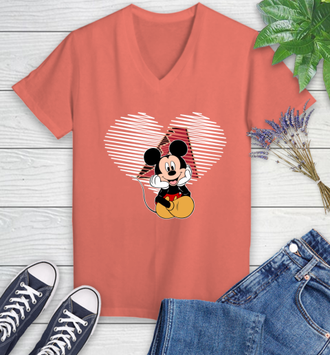 MLB Arizona Diamondbacks The Heart Mickey Mouse Disney Baseball T Shirt_000 Women's V-Neck T-Shirt 6