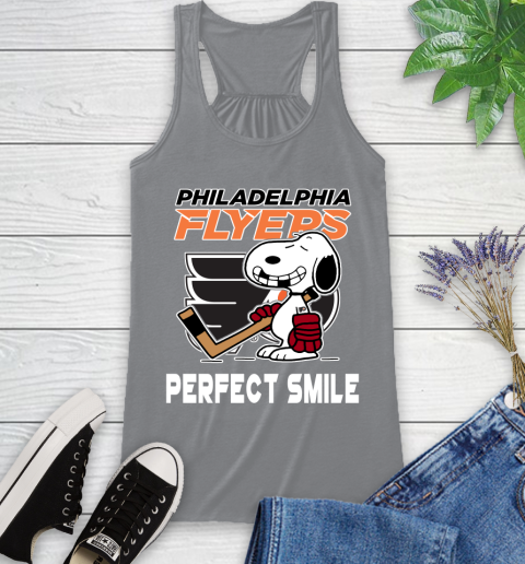 NHL Philadelphia Flyers Snoopy Perfect Smile The Peanuts Movie Hockey T Shirt Racerback Tank 4