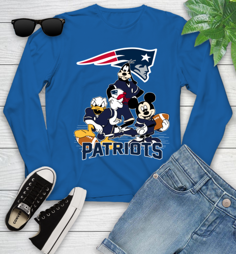 NFL New England Patriots Mickey Mouse Donald Duck Goofy Football Shirt Youth Long Sleeve 10