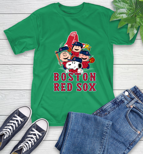 MLB Boston Red Sox Snoopy Charlie Brown Woodstock The Peanuts Movie Baseball T Shirt T-Shirt 7