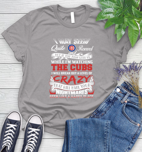 Chicago Cubs MLB Baseball Don't Mess With Me While I'm Watching My Team Women's T-Shirt 5