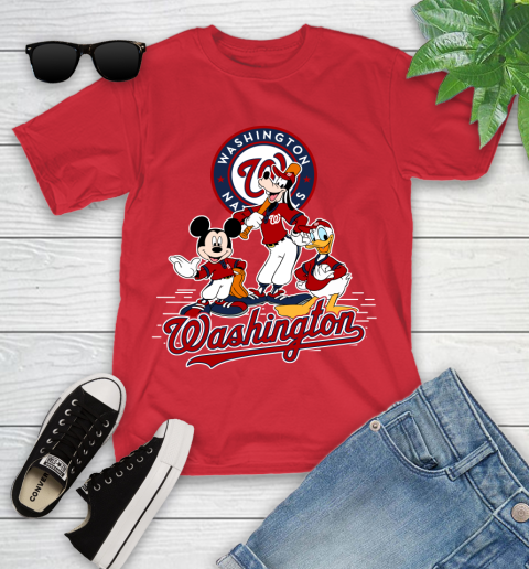 MLB Washington Nationals Mickey Mouse Donald Duck Goofy Baseball T Shirt Youth T-Shirt 13