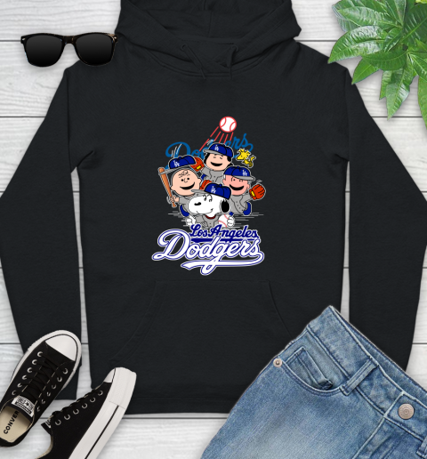 MLB Los Angeles Dodgers Snoopy Charlie Brown Woodstock The Peanuts Movie Baseball T Shirt_000 Youth Hoodie