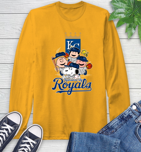 MLB Kansas City Royals Snoopy Charlie Brown Woodstock The Peanuts Movie Baseball T Shirt_000 Long Sleeve T-Shirt 2