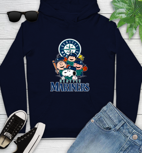 MLB Seattle Mariners Snoopy Charlie Brown Woodstock The Peanuts Movie Baseball T Shirt_000 Youth Hoodie 3