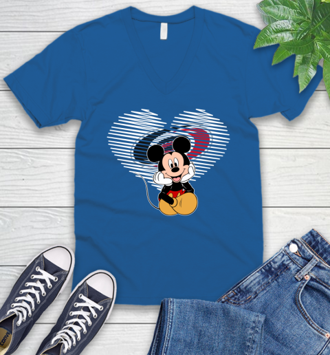 NHL Carolina Hurricanes The Heart Mickey Mouse Disney Hockey V-Neck T-Shirt 5