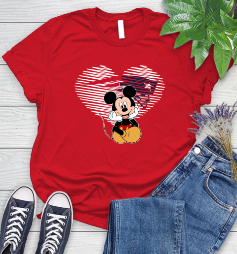 NFL New England Patriots The Heart Mickey Mouse Disney Football T Shirt_000 Women's T-Shirt 13