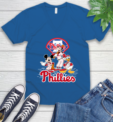 MLB Philadelphia Phillies Mickey Mouse Donald Duck Goofy Baseball T Shirt V-Neck T-Shirt 5