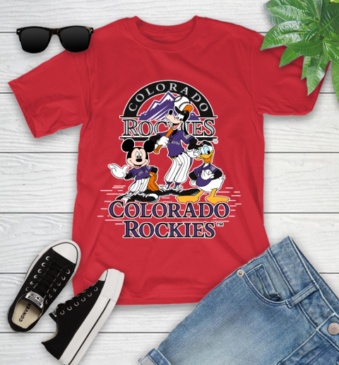 MLB Colorado Rockies Mickey Mouse Donald Duck Goofy Baseball T Shirt Youth T-Shirt 13