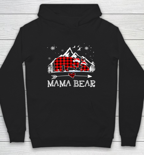 Mama Bear Christmas Pajama Red Plaid Buffalo Family Hoodie