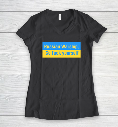 Russian Warship Go Fuck Yourself Shirt Women's V-Neck T-Shirt 4