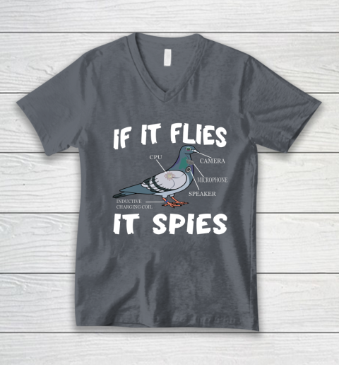 Birds Are Not Real Shirt Funny Bird Spies Conspiracy Theory Birds V-Neck T-Shirt 3
