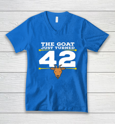 The Goat Just Turned 42 42nd Birthday Goat V-Neck T-Shirt 4