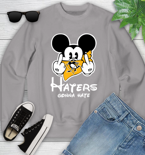 NHL Pittsburgh Penguins Haters Gonna Hate Mickey Mouse Disney Hockey T Shirt Youth Sweatshirt 3