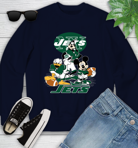NFL New York Jets Mickey Mouse Donald Duck Goofy Football Shirt Youth Sweatshirt 2