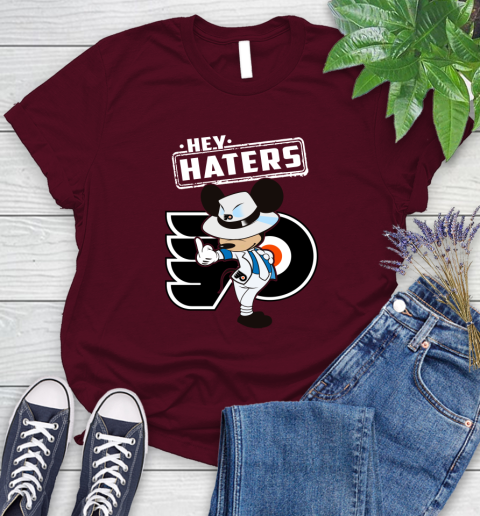NHL Hey Haters Mickey Hockey Sports Philadelphia Flyers Women's T-Shirt 7