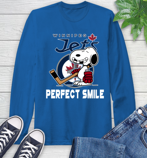 NHL Winnipeg Jets Snoopy Perfect Smile The Peanuts Movie Hockey T Shirt Long Sleeve T-Shirt 10