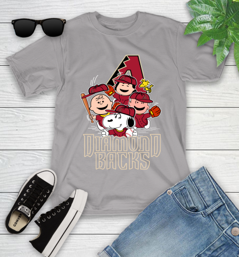 MLB Arizona Diamondbacks Snoopy Charlie Brown Woodstock The Peanuts Movie Baseball T Shirt_000 Youth T-Shirt 4