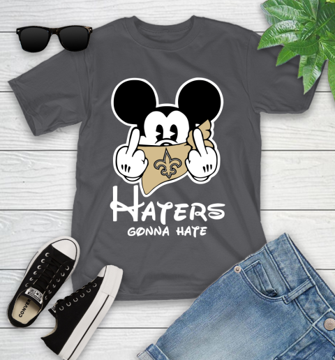 NFL New Orleans Saints Haters Gonna Hate Mickey Mouse Disney Football T Shirt Youth T-Shirt 6