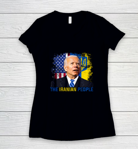 Iranian People Shirt Support Ukraine The Iranian People Anti Biden Women's V-Neck T-Shirt