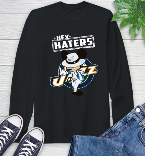 NBA Hey Haters Mickey Basketball Sports Utah Jazz Long Sleeve T-Shirt