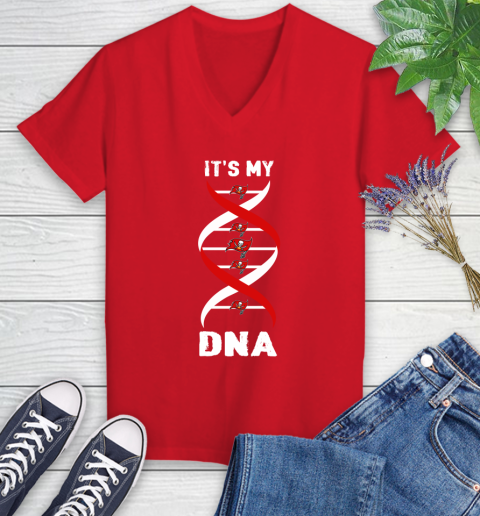 Tampa Bay Buccaneers NFL Football It's My DNA Sports Women's V-Neck T-Shirt 11