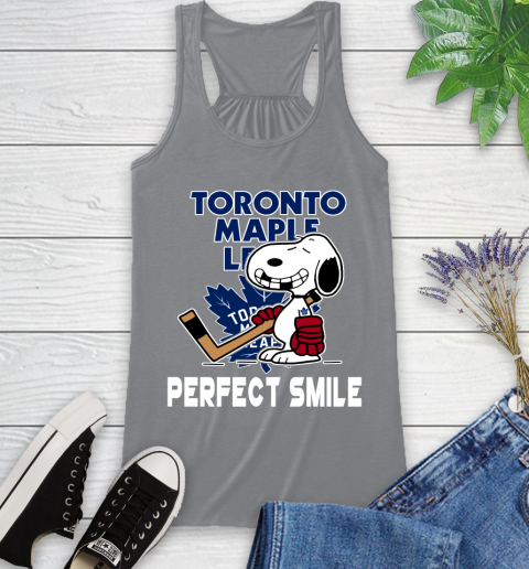 NHL Toronto Maple Leafs Snoopy Perfect Smile The Peanuts Movie Hockey T Shirt Racerback Tank 4