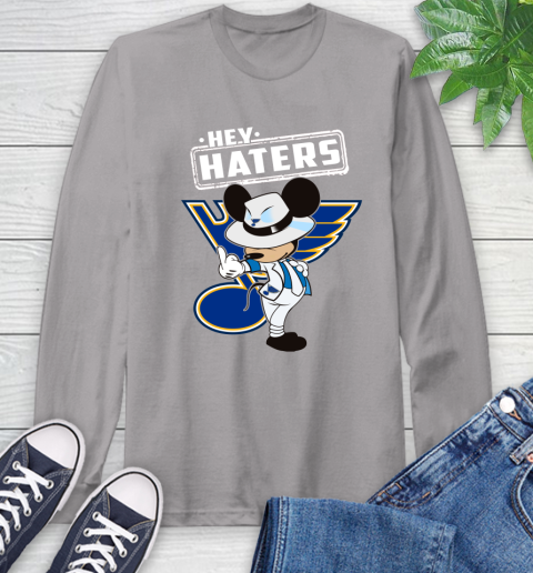 NHL Hey Haters Mickey Hockey Sports St.Louis Blues Long Sleeve T-Shirt 6