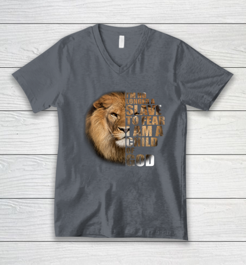 No Longer A Slave To Fear Child Of God Christian V-Neck T-Shirt 3