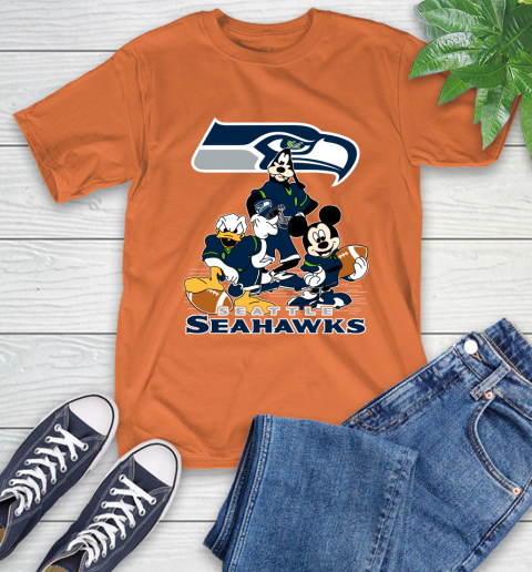 NFL Seattle Seahawks Mickey Mouse Donald Duck Goofy Football Shirt T-Shirt 4