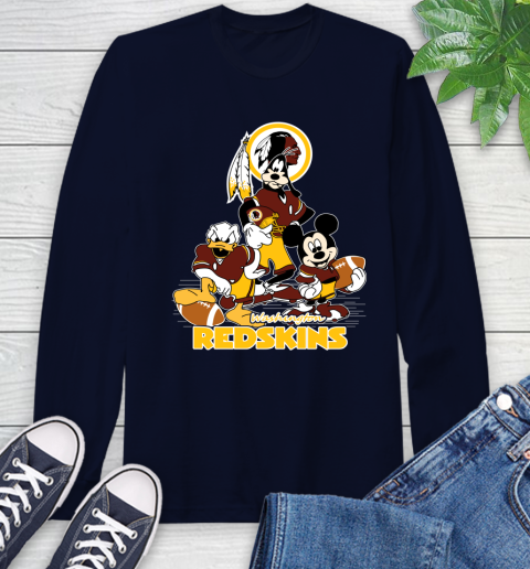 NFL Washington Redskins Mickey Mouse Donald Duck Goofy Football Shirt Long Sleeve T-Shirt 3