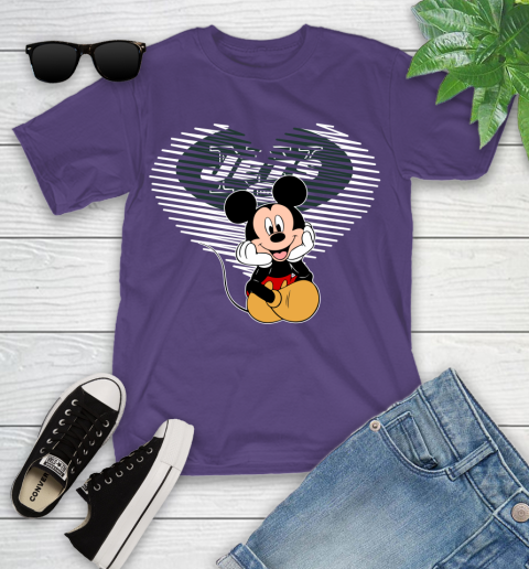 NFL New York Jets The Heart Mickey Mouse Disney Football T Shirt_000 Youth T-Shirt 3