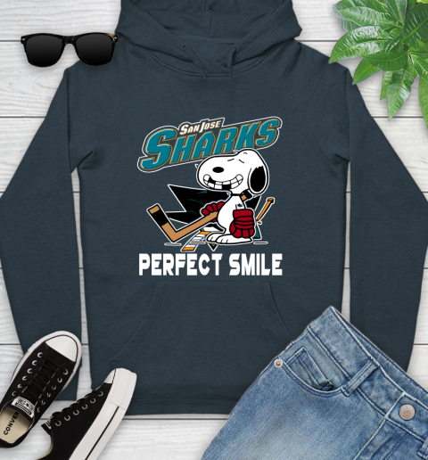 NHL San Jose Sharks Snoopy Perfect Smile The Peanuts Movie Hockey T Shirt Youth Hoodie 10