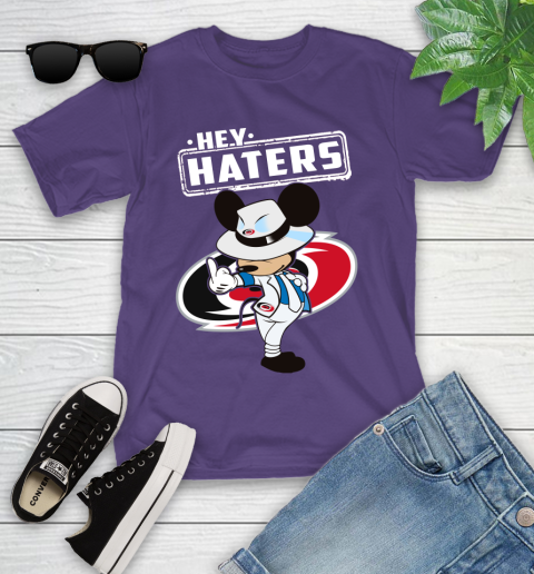 NHL Hey Haters Mickey Hockey Sports Carolina Hurricanes Youth T-Shirt 3