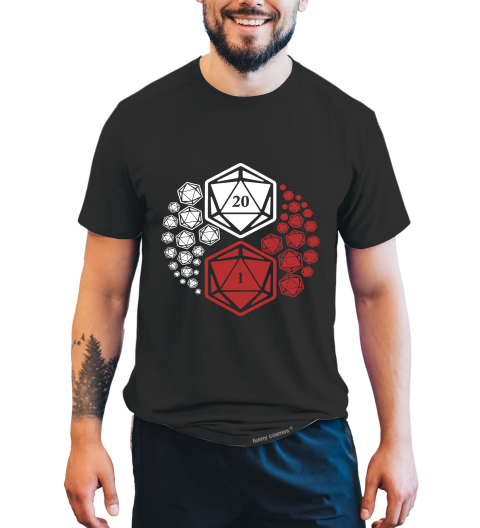 Dungeon And Dragon T Shirt, RPG Dice Games Tshirt, Yin Yang DND T Shirt
