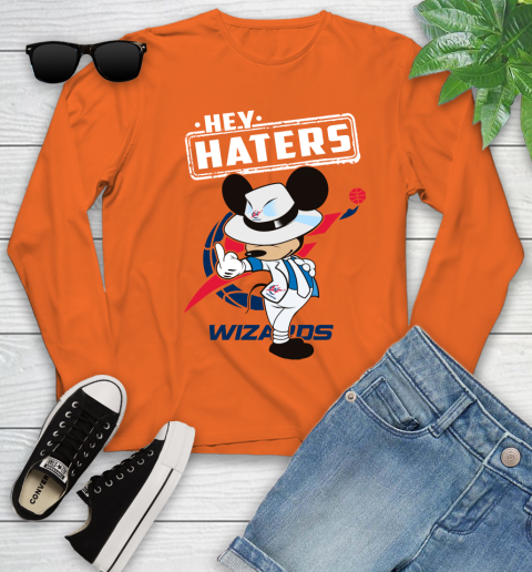 NBA Hey Haters Mickey Basketball Sports Washington Wizards Youth Long Sleeve 3